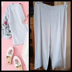 EILEEN FISHER Beige  Sustainable  Soft Twill Cropped Wide Leg Pants Size Large●